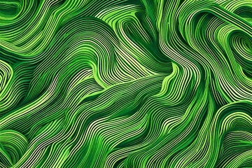 Green Wavy Lines Abstract
