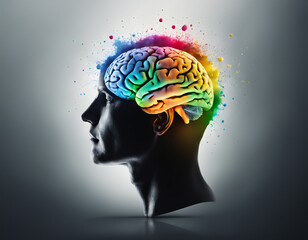  Human Head with Colorful Brain Imagination and Creativity Concept
