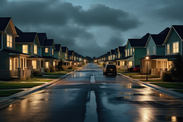 Street of suburban homes
