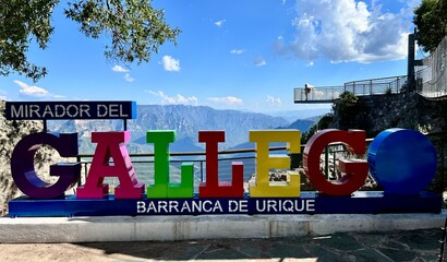 Colorful Signage at Mirador del Gallego, Overlooking Urique Canyon