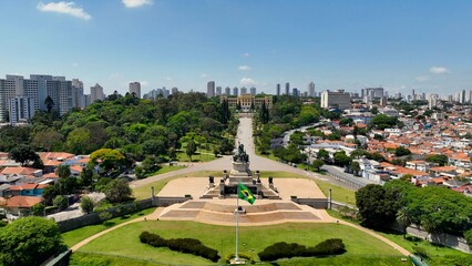 Famous Ipiranga Museum at downtown Sao Paulo Brazil restorative in 2022. Medieval Building at...