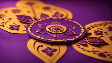 Beautiful paper flower on a purple background. Close up.