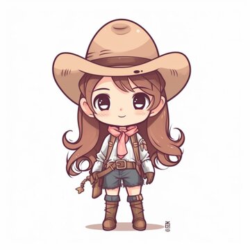 Kawaii Cowgirl Illustration