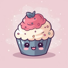 Kawaii Cupcake Illustration