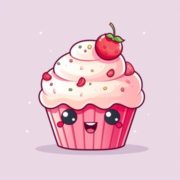 Kawaii Cupcake Illustration
