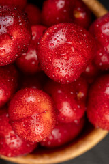 covered with drops of water delicious sweet cherries