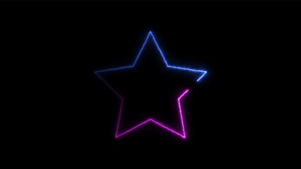 Abstract glowing neon line star icon illustration background.