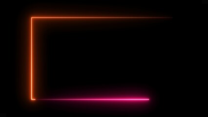 Abstract Neon light glowing rectangle shape illustration  background.