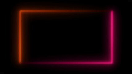 Abstract Neon light glowing rectangle shape illustration  background.