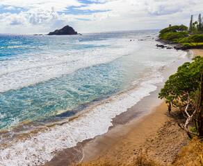 The Red Sand of Koki Beach With Alau Island in The Distance, Koki Beach Park, Hana, Maui, Hawaii,...