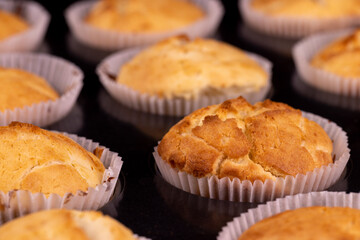 baked delicious and fresh cupcakes in cupcake molds