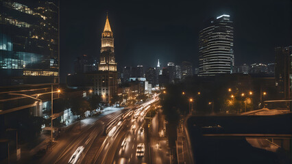 Night view of the streets of the city of Shanghai. China.