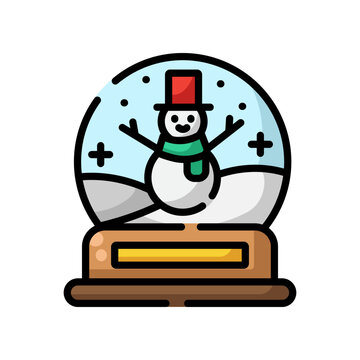 Snowman in Globe Icon Vector Illustration isolated on white background. Suitable for element, decoration, sticker design