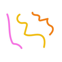 Pink yellow orange scribble squiggly lines vectors