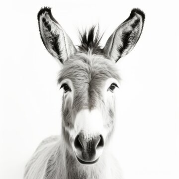 friendly donkey head on white background