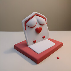 Sculpture of a heart in a box on a table