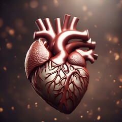 Human heart on a dark background. 3d render. 3d illustration.