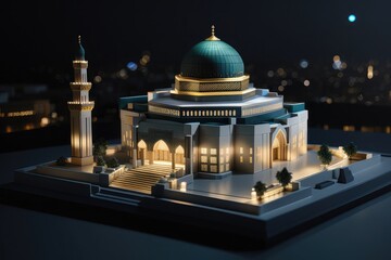 Fototapeta na wymiar miniature mosque in the night photo