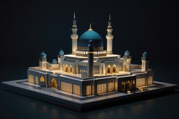 miniature mosque in the night photo