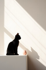 Cat in minimalist interior room - Interior design - Cat - minimal photography style artwork