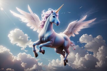 unicorn horse with wings  in the sky