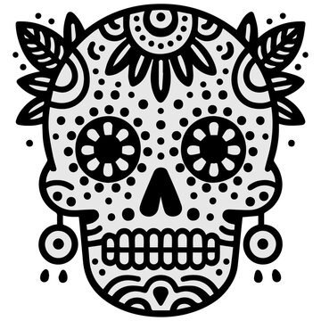 Mexican skull for coloring, mexican vector illustration