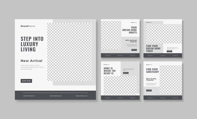 Luxury apartment real estate social media post template