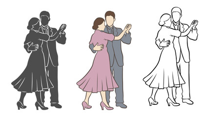 Couple Dancers in Ballroom set.