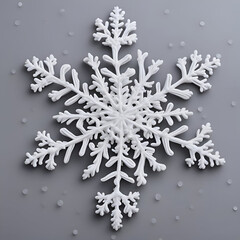 Snowflake on a gray background. 3d rendering. 3d illustration.
