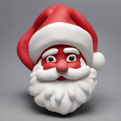 santa claus face 3d render on gray background with shadow