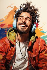 Handsome guy wearing headphones