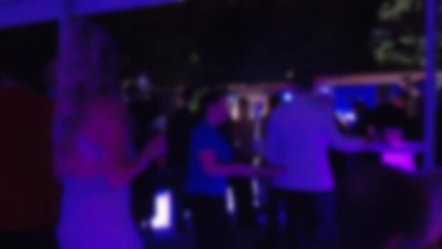 Blurred Right Left Pan Of People At Private Vip Party Black Tie Event