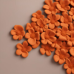 Orange flowers on a gray background. 3d rendering. 3d illustration.