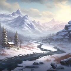cute Skyrim landscape in winter 