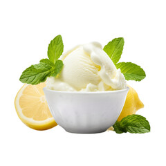 lemon sorbet with mint isolated on white background, ai generated - obrazy, fototapety, plakaty