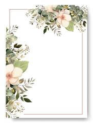 Elegant white jasmine floral wedding invitation card set. Watercolor boho wedding invitation