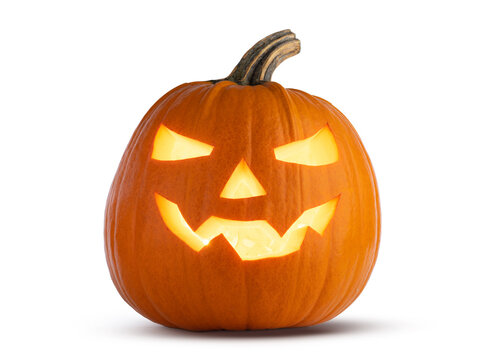 halloween pumpkin row isolated on white