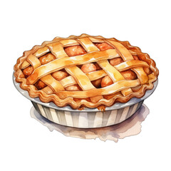 Apple pie with a lattice crust, isolated