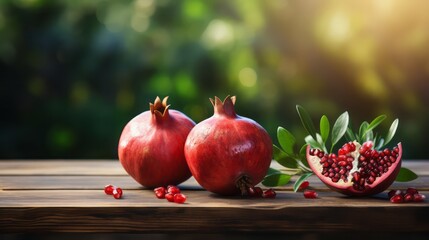pomegranate on a wooden table