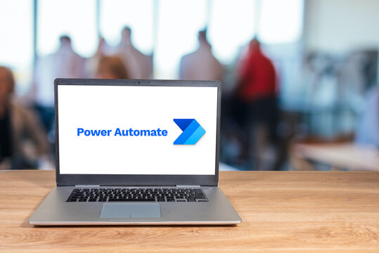 Brazil, Rio de Janeiro, 10/10/2023. Microsoft Power Automate logo displayed on a laptop screen