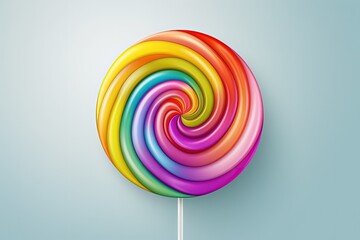 Fototapeta na wymiar Big round colorful lollipop, white background. Generative AI