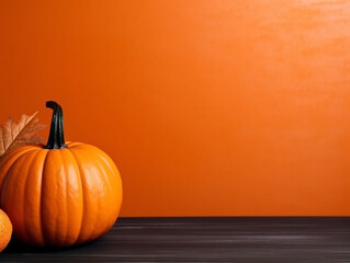 A spooky Halloween pumpkin sits among black and white decorations, creating a chilling atmosphere.
