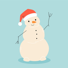 Cute cartoon snowman.  Modern hand drawn colorful illustration. Funny Christmas character card template. Christmas Background. christmas theme. for website banner ads design, poster, postcard