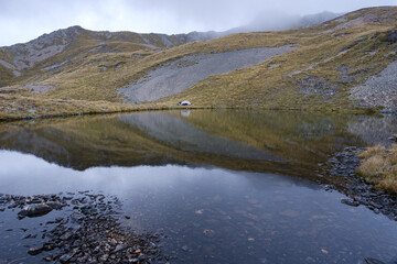 camp in the mountains