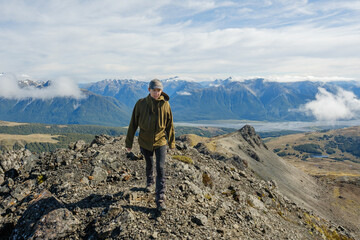 Hiker on top of a mountain