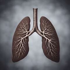 Lungs anatomy on a gray background. 3d illustration. - obrazy, fototapety, plakaty