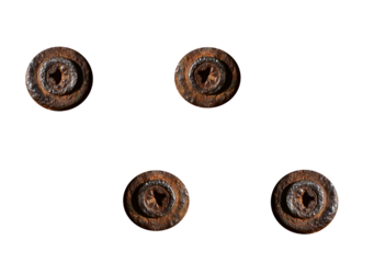Rusty old screws, on a transparent background