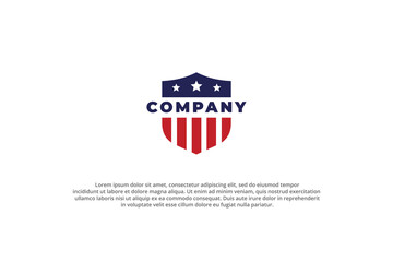 logo american flag shield emblem - obrazy, fototapety, plakaty