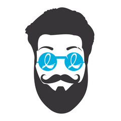 Prostate cancer awareness month. Men's health concept. Mustaches and blue ribbon background. 