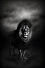 lion face in black and withe background totally blackEerie Landscape Photography Moody Sky Minimalistic 
